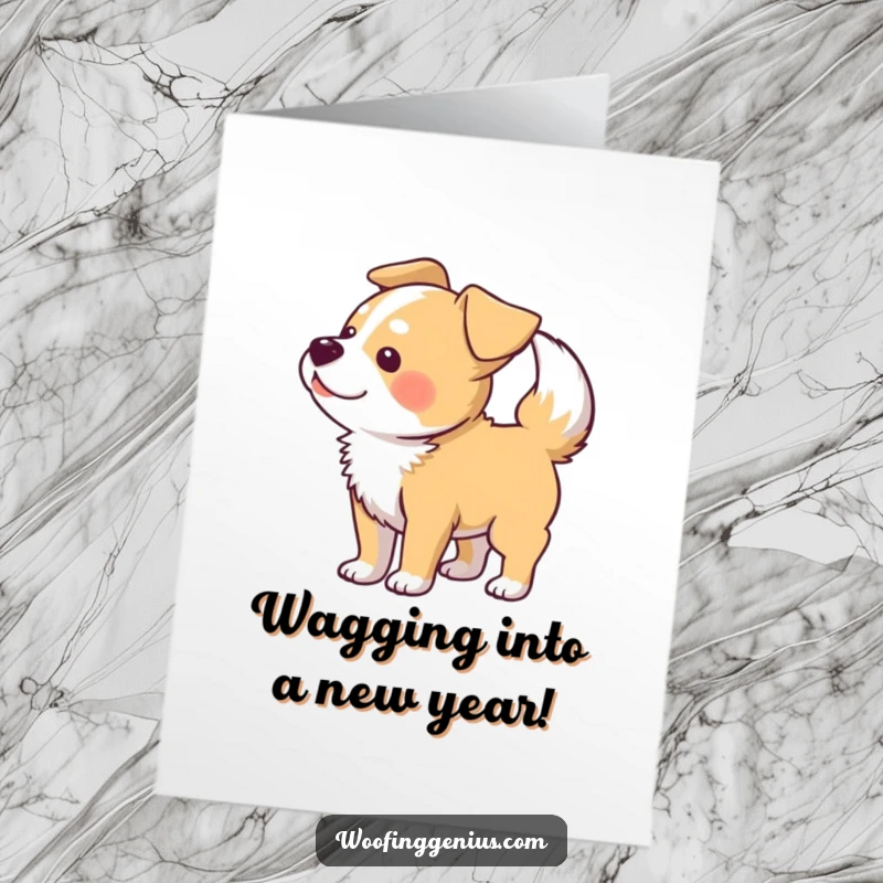 Funny Free Printable Birthday Card: Dog's tail wagging so intensely it creates a blur, expressing boundless birthday excitement.