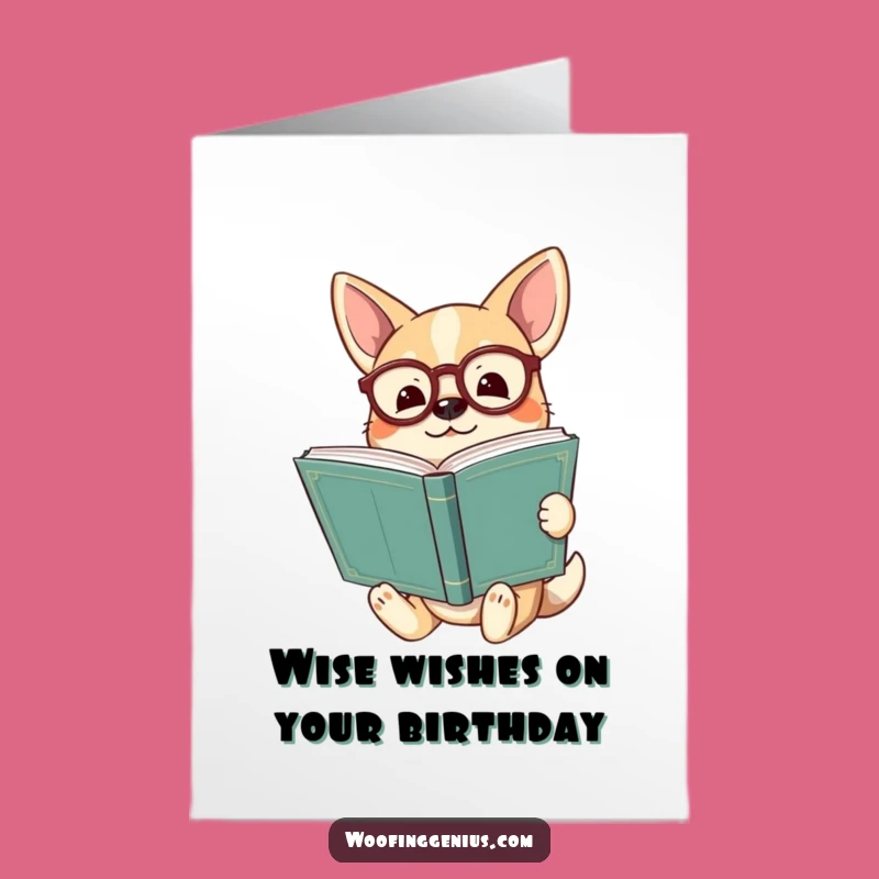 Free Printable Birthday Card: Wise Dog Scholar, Enlightened Downloadable Gift