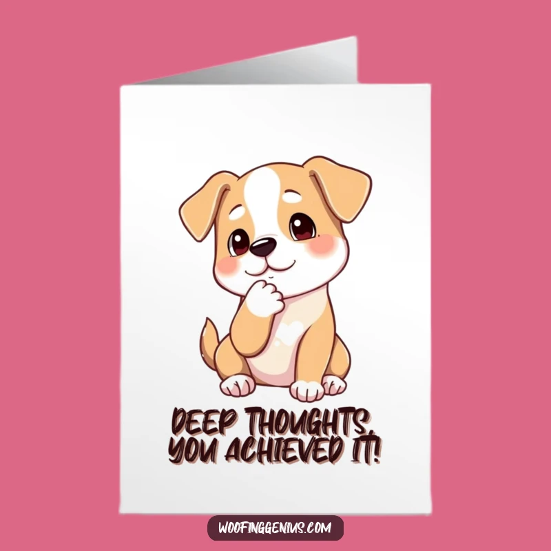 Free Printable Wise Dog Congratulations Card: Pensive Pup Funny Downloadable Gift