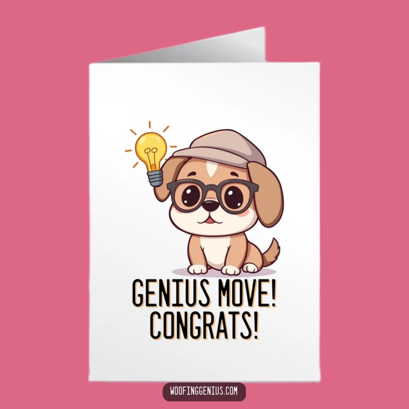 Free Printable Congrats Card: Genius Dog - Lightbulb Moment Downloadable