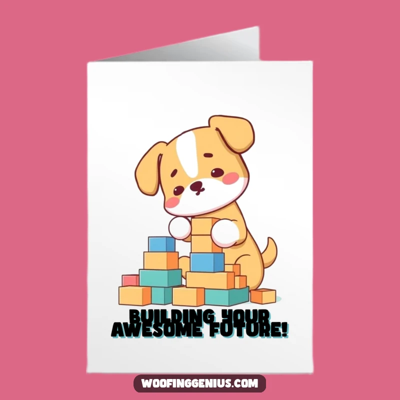 Free Printable Dog Congrats Card: Building Dog Funny Downloadable Gift
