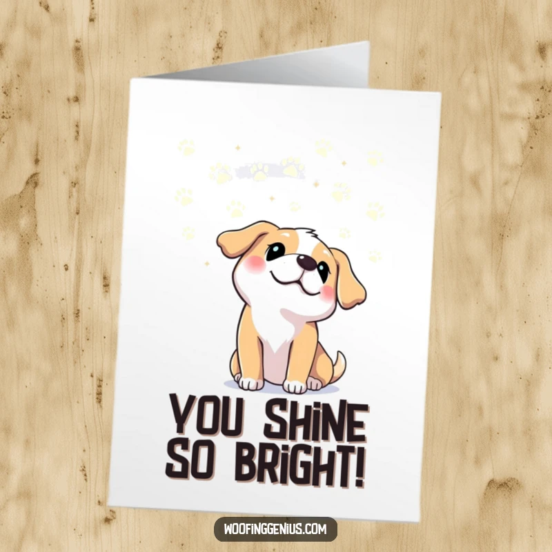 Funny Free Printable Congrats Card: Dog looking up at a celestial constellation shaped like paw prints.