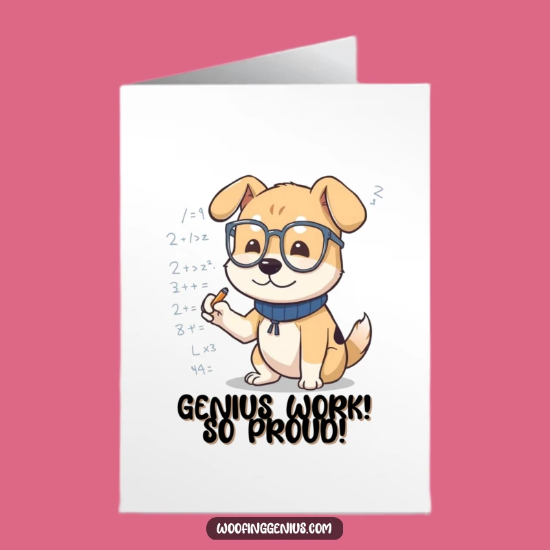 Free Printable Congrats Card: Smart Dog Scribbling Formulas Funny Downloadable!