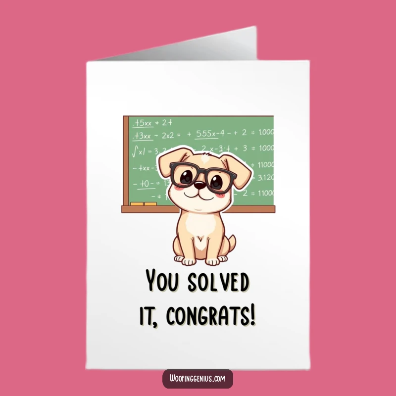 Free Printable Congrats Card: Smart Dog With Equations, Best Downloadable Congratulations Gift