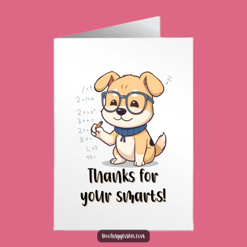Free Printable Thank You Card: Smart Dog Scribbling Funny Downloadable Greeting!