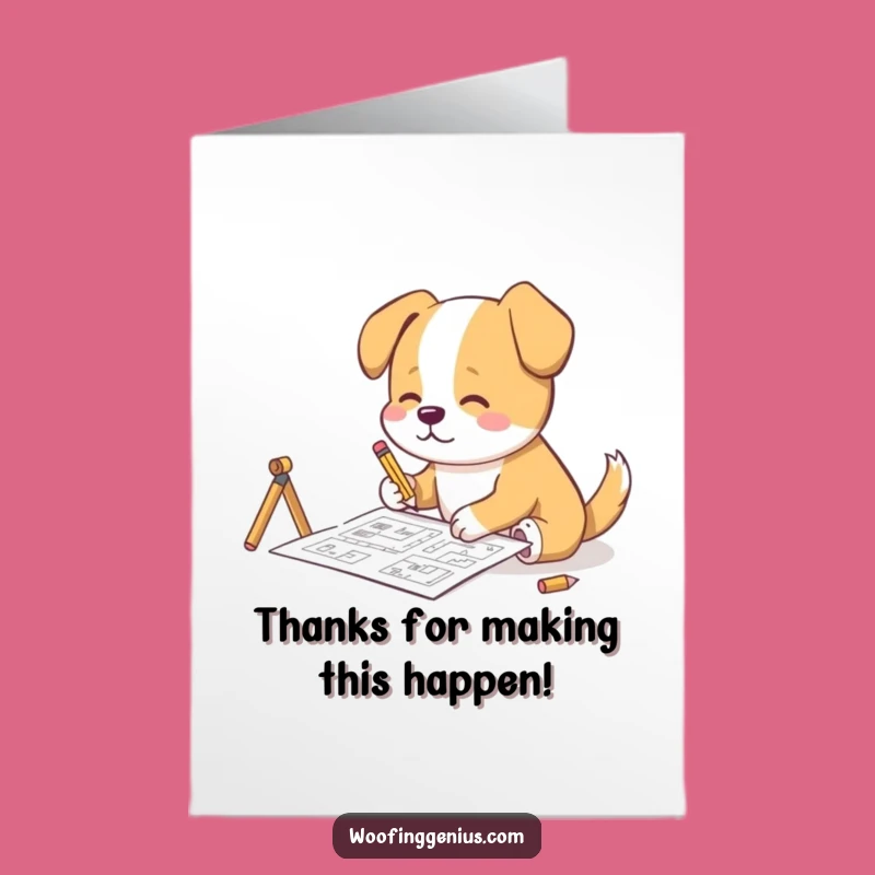 Free Printable Thank You Card: Dog Architect's Design! Grateful Downloadable Gift