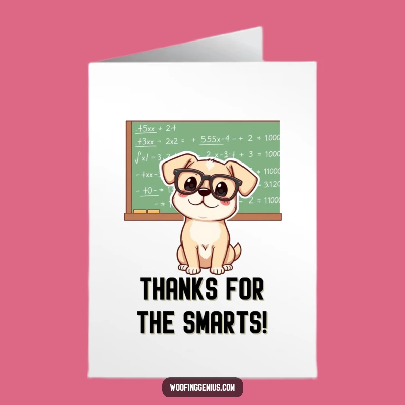 Free Printable Thank You Card: Genius Dog With Equations, Funny Downloadable Gratitude Gift