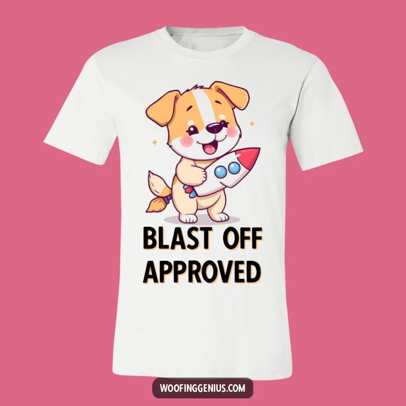 Funny Dog Rocket T-Shirt - Invention Blast-Off Tee for Dreamers