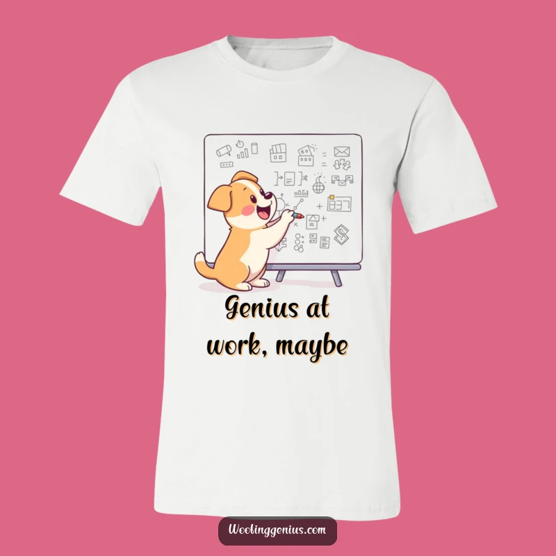 Funny Dog T-Shirt - Whiz Kid Pup Drawing Diagrams - Smart Apparel Gift
