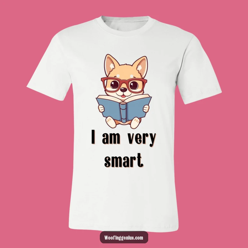 Funny Book Lover Dog T-Shirt - Smart Pup in Glasses, Hilarious Reading Tee Gift