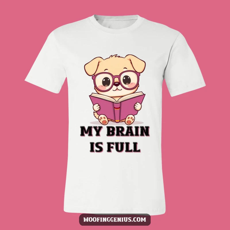 Funny Kawaii Dog Reading T-Shirt: Hilarious intellectual pup apparel, a perfect funny gift for geeks.