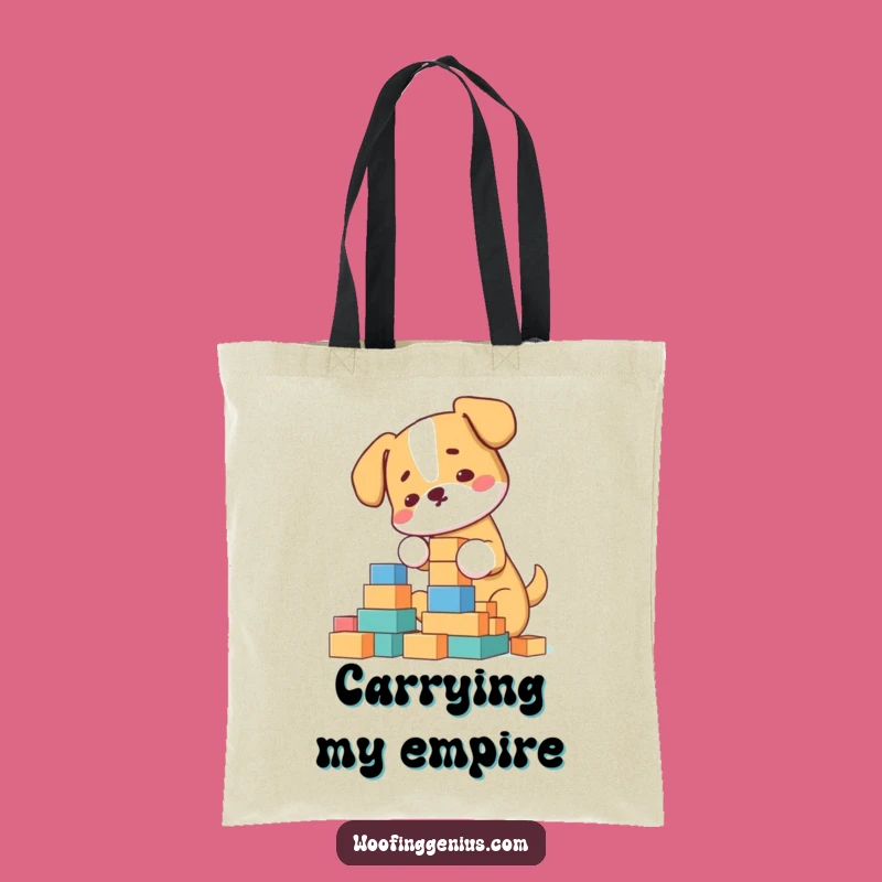 Funny Architect Dog Tote Bag: Block Tower Carry, Ideal Humorous Gift