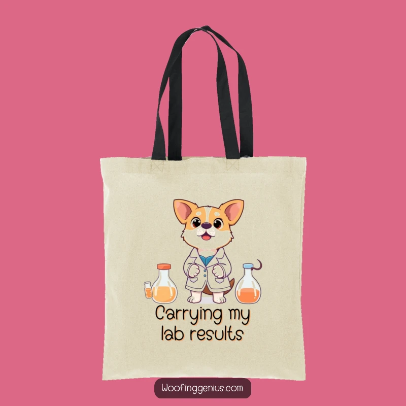 Funny Scientist Dog Tote Bag: Surprised Experiment Pup, Hilarious Accessory