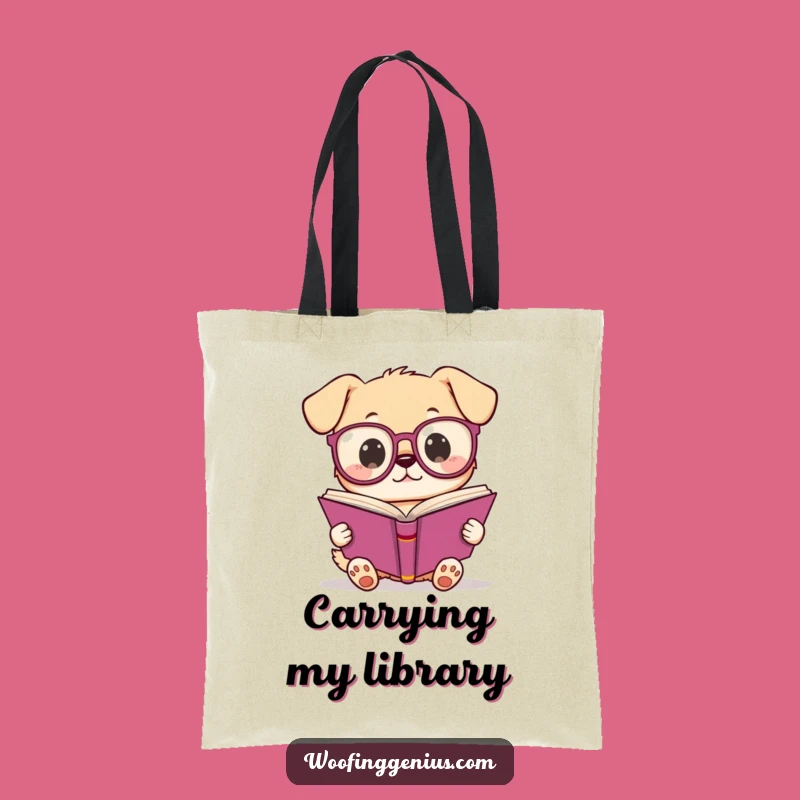 Funny Kawaii Dog Tote Bag: Adorable intellectual pup sack, a practical and funny gift for readers.