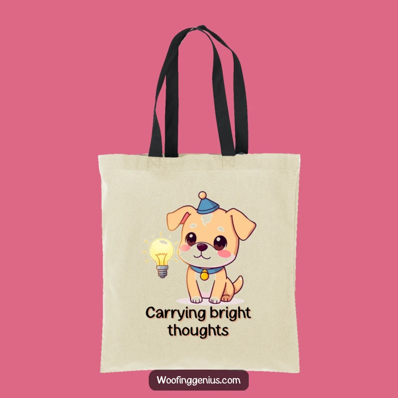 Funny Clever Dog Lightbulb Tote Bag - Smart & Humorous Daily Carryall Gift