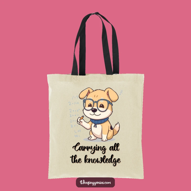 Funny Dog Math Tote Bag: Spectacled Scribbler, Smart Accessory Gift