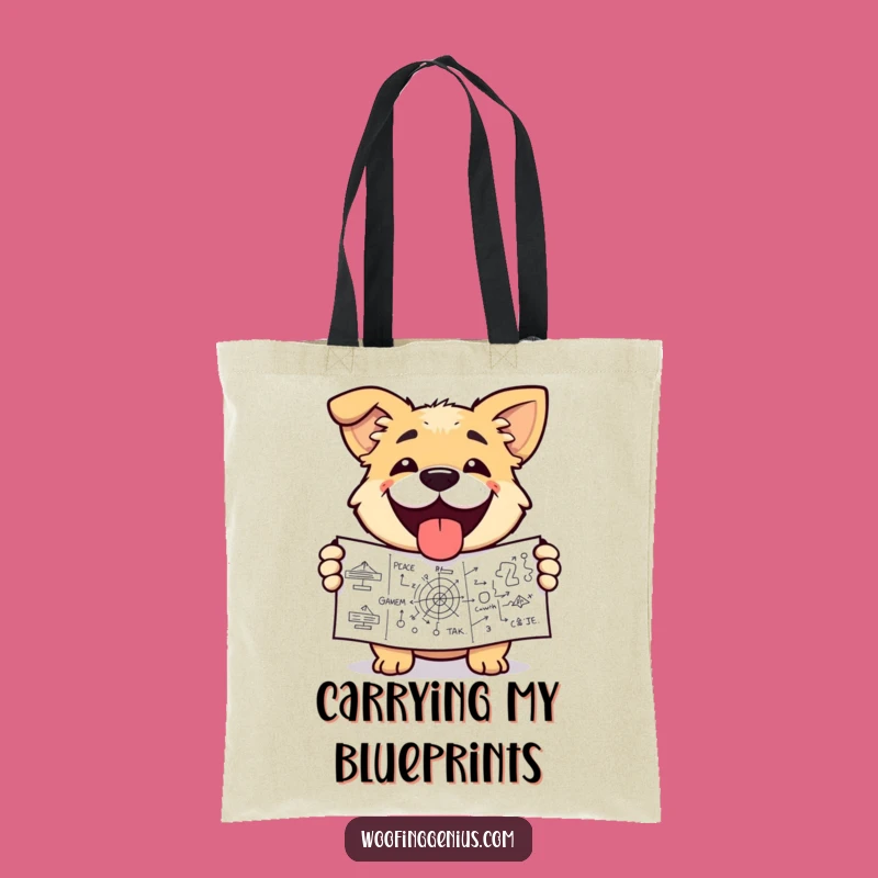 Funny Dog Strategy Tote Bag: Diagram Master, Practical Genius Gift