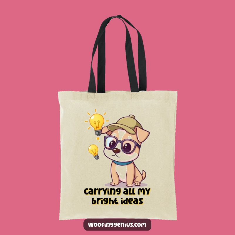 Funny Genius Dog Tote Bag: Smart Pondering Pup, Hilarious Accessory Gift
