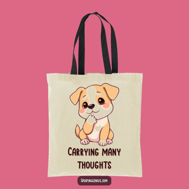 Funny Pondering Dog Tote Bag - Chin Stroke Paw, Humorous Contemplation Gift